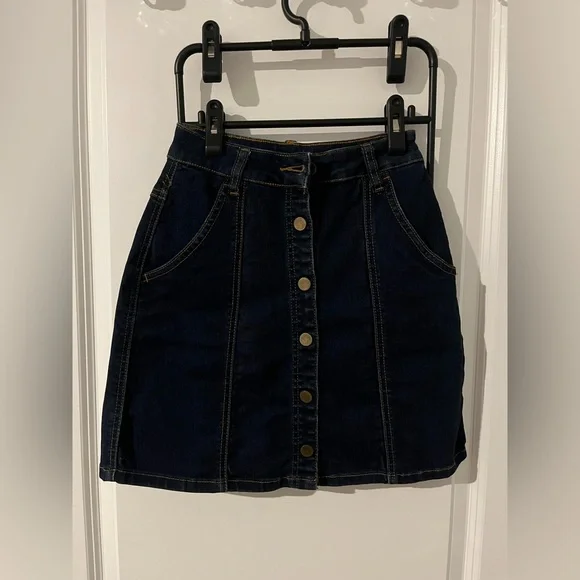 Blank NYC Blue A-Line Jean Skirt Snap Buttons Rodeo Western Chic Cotton Rayon 24 - Picture 9 of 15